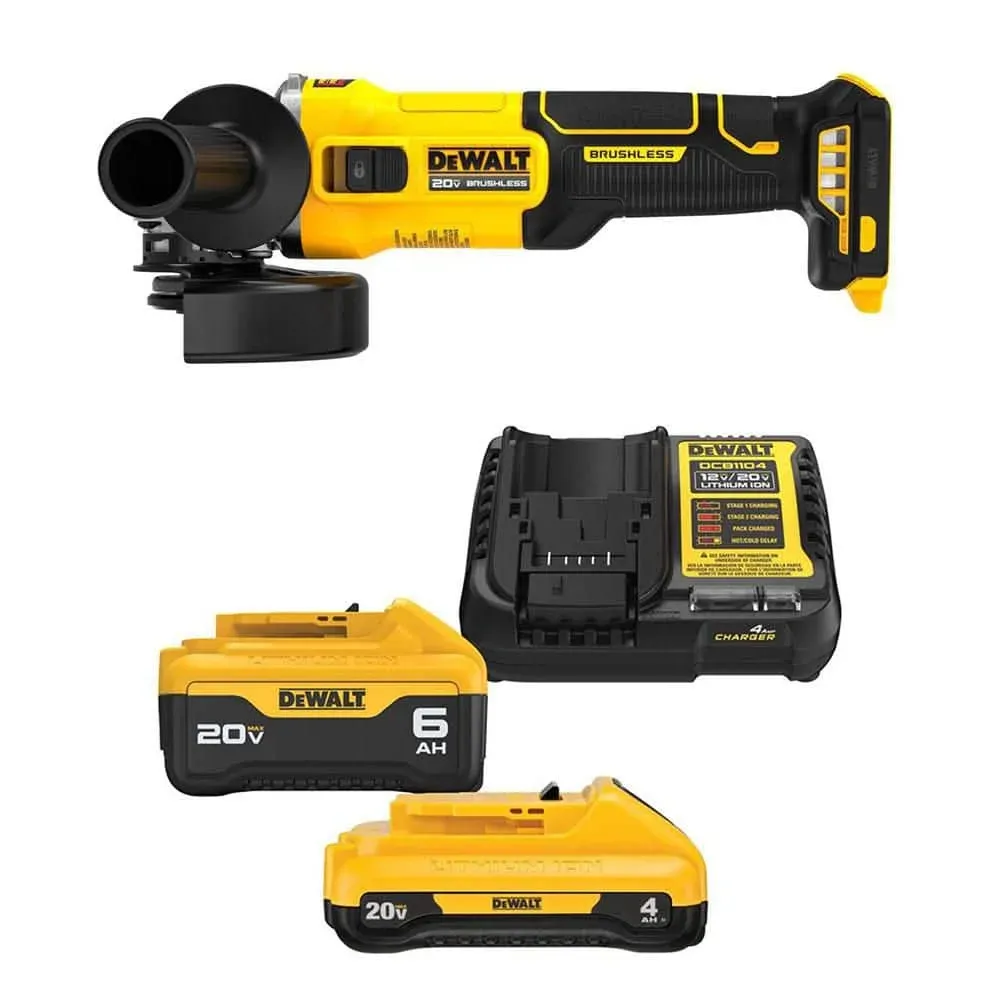 DEWALT 20V 4-1/2" grinder kit, 2 batteries