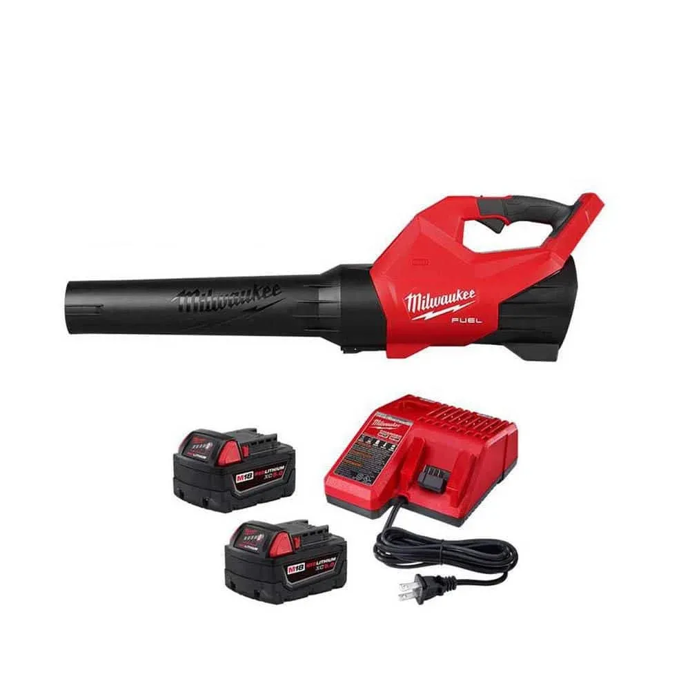 Milwaukee M18 FUEL blower, two 5Ah batteries