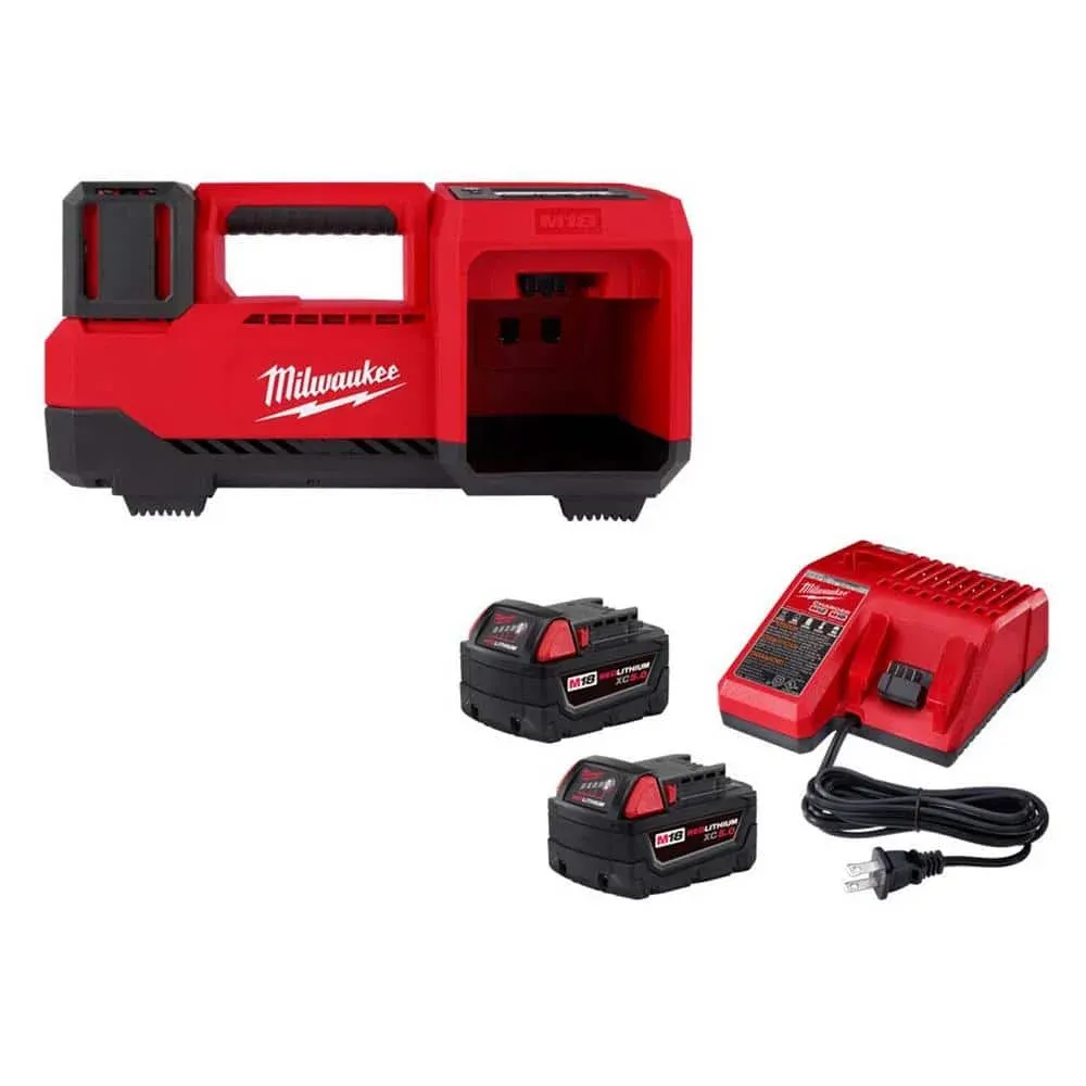 Milwaukee M18 inflator with two 5Ah batteries